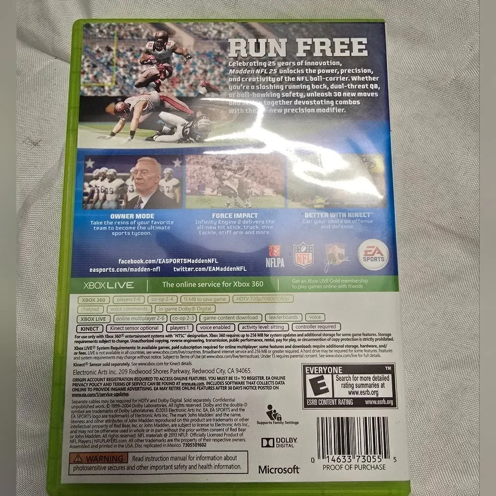 Xbox 360 NCCA Football 09, NHL 08, Madden 25, Madden 15, Madden 16 Bundle of 5